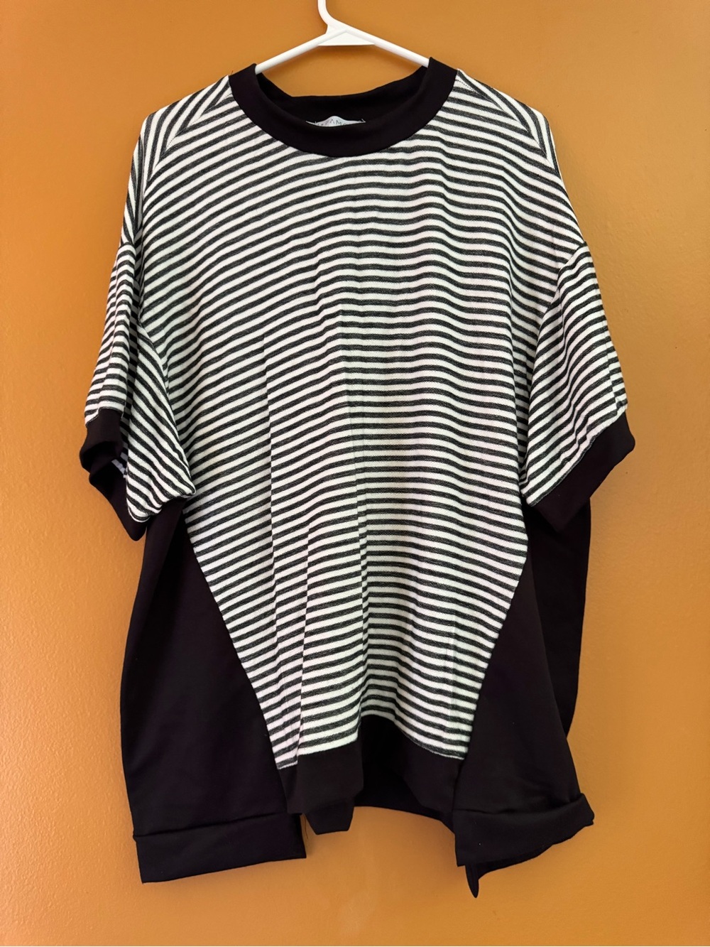 Black & White Striped Women’s Tunic Top - Relaxed Fit